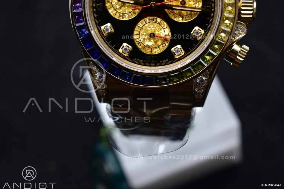 779 on SH Rainbow Black Bracelet ZF Timeless Edition 1:1 Daytona Dial Diamonds 116598RBOW YG Best 1228